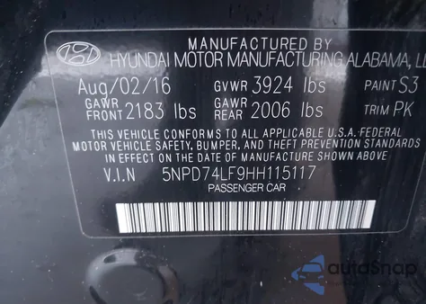 2017 Hyundai Elantra Se z USA, uszkodzony, nr VIN 5NPD74LF9HH115117